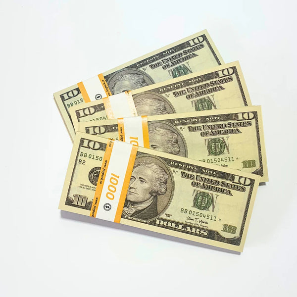 $10 STACKS 100PSC - PROP MONEY DOLLARS | 100 FULL PRINT $10 DOLLAR BILLS